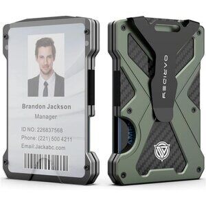 Wallet for Men- Slim Money Clip with Clear ID Card Holder, RFID Blocking